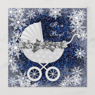 Invitation Blue Snowflake Winter Wonderland Baby shower