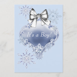Invitation Blue Snowflake Winter Wonderland Baby shower