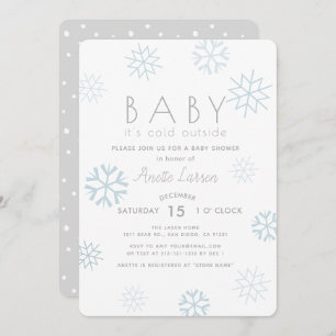Invitation Blue Snowflakes Baby Sa douche extérieure froide