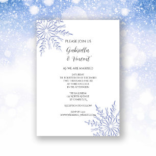 Invitation Blue Snowflakes sur White Winter Wedding Invitatio