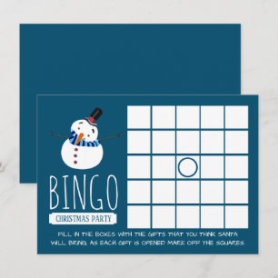 Invitation Blue Snowman, Bingo de Noël