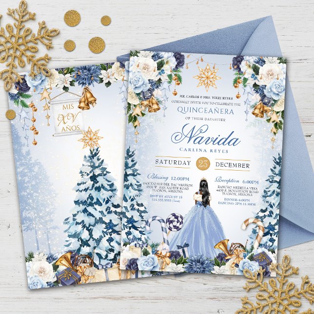 Invitation Blue Snowy Winter Ice Princess Holiday Quinceanera (Créateur téléchargé)