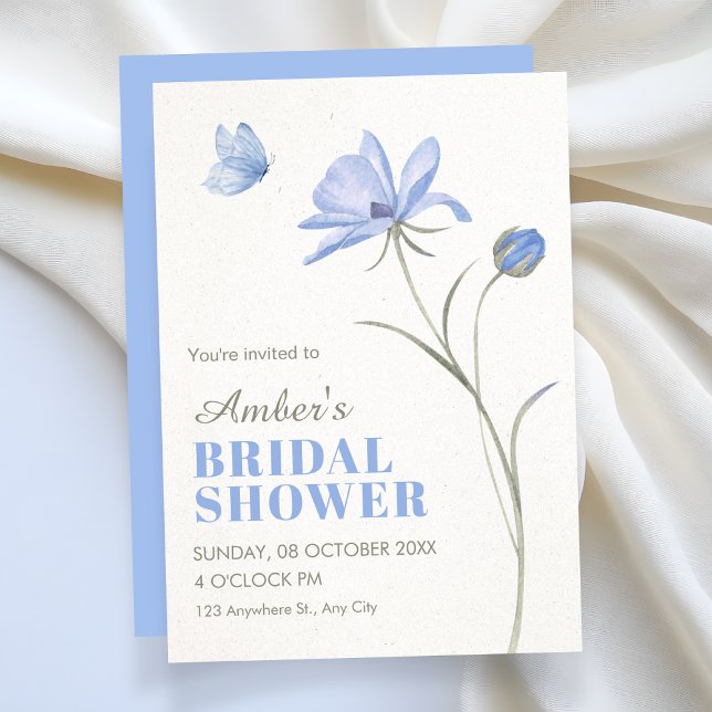 Invitation Blue soft flower bridal shower (Créateur téléchargé)