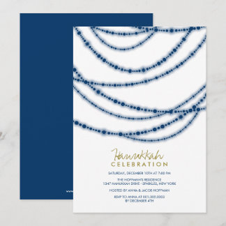 Invitation Blue Sparkles Hanoukka Fête Fête Fête