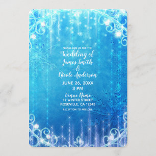 Invitation Blue Sparkling Froid hiver Wonderland Mariage