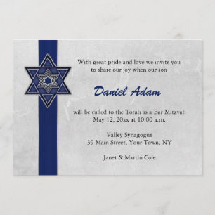 Invitation Blue Star Stripe Bar Mitzvah
