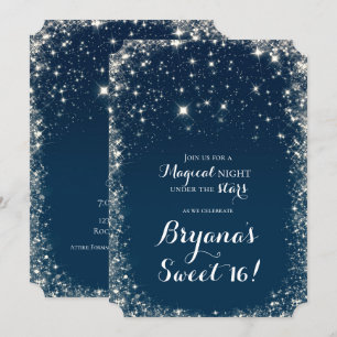 Invitation Blue Starry Night Sky Celestial Sweet 16
