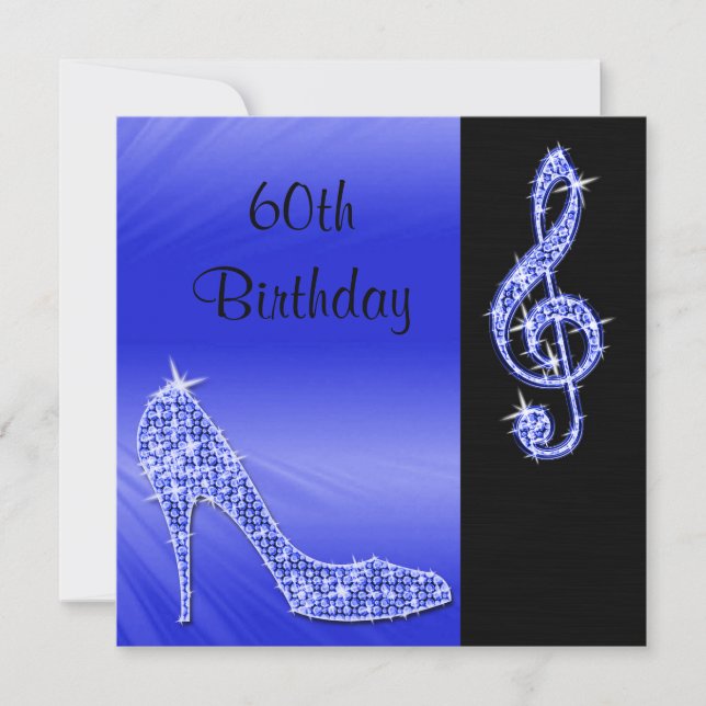 Invitation Blue Stiletto & Treble Clé 60e Anniversaire (Devant)