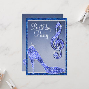 Invitation Blue Stiletto & Treble Clef Anniversaire