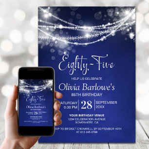 Invitation Blue String Lights 85e fête d'anniversaire