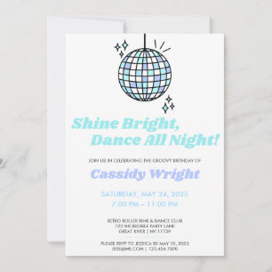 Invitation Blue Super Disco Anniversaire