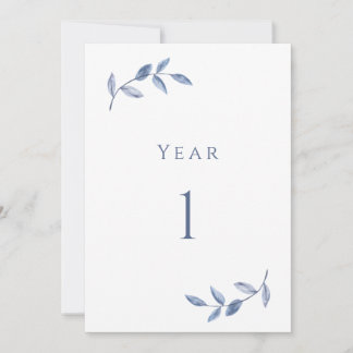 Invitation Blue Table Numbers as Years and Special Locations
