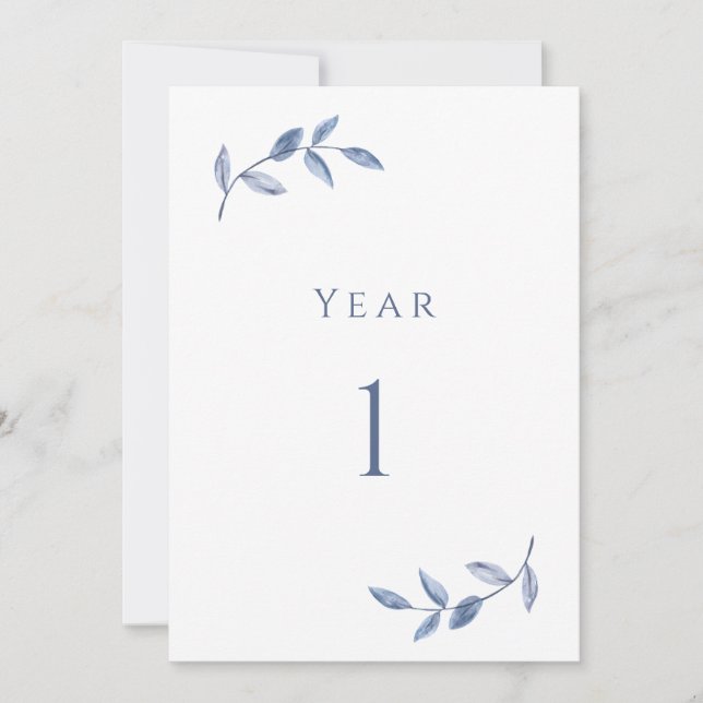 Invitation Blue Table Numbers as Years and Special Locations (Devant)