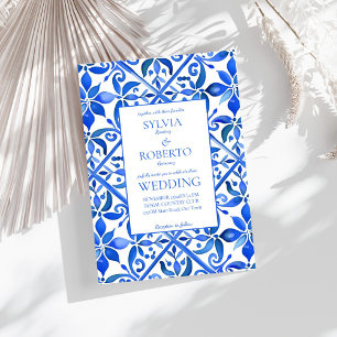 Invitation Blue Talavera tuiles vintage mariage mexicain