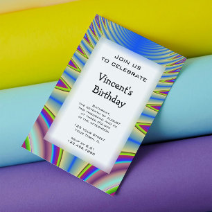 Invitation Blue Tie Dye Birthday Party