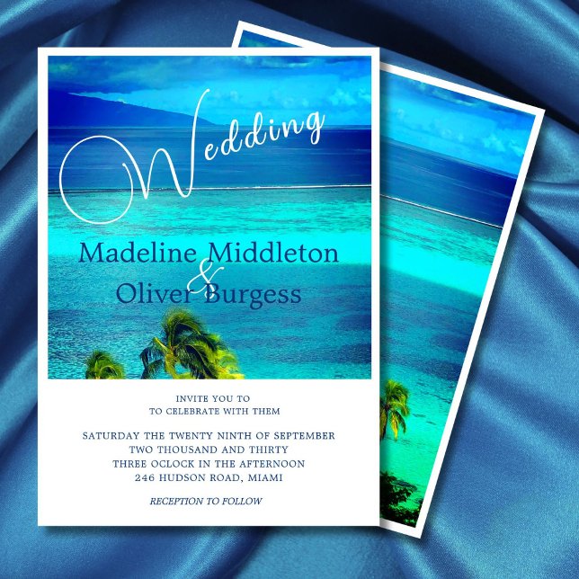Invitation Blue Tropical Ocean Destination Mariage (Créateur téléchargé)