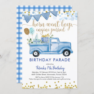 Invitation Blue Truck Boy Drive par Birthday Parade Invitatio