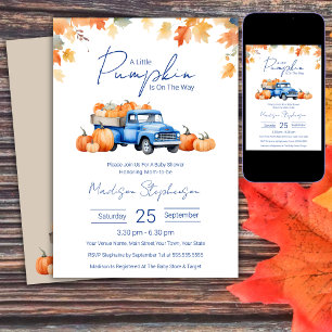 Invitation Blue Truck & Little Citrouille sur le chemin Baby