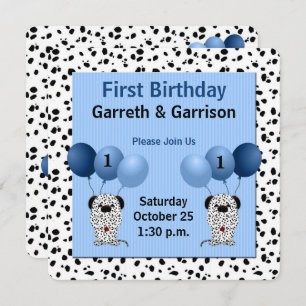 Invitation Blue Twin Boys 1er fête d'anniversaire