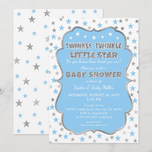 Invitation BLUE Twinkle Twinkle Little Star Baby shower