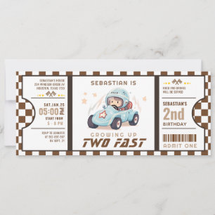 Invitation Blue Two Fast Race Car Billet Pass Deuxième Annive