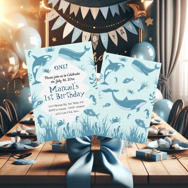 Invitation Blue Under the Sea Anniversaire (Créateur téléchargé)