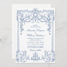 Blue Victorian Ornate Grace Floral Mariage françai