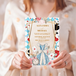 Invitation Blue Vintage Alice dans le Mariage Wonderland