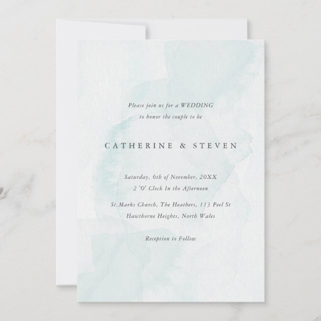 Invitation Blue Watercolor Beach Mariage côtier (Devant)