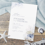 Invitation Blue watercolor coral & seashells beach wedding<br><div class="desc">Elegant under the sea themed beach wedding invitation features dusty blue watercolor coral,  starfish & seashells,  stylish script and classy font event details,  modern and romantic,  great for sea themed summer beach wedding,  winter tropical destination wedding,  coastal ocean themed wedding. 
See all the matching pieces in collection.</div>
