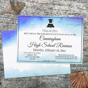 Invitation Blue Watercolor High School Class Reunion personna