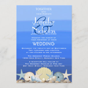 Invitation Blue Watercolor Ombre Nautical Beach Wedding