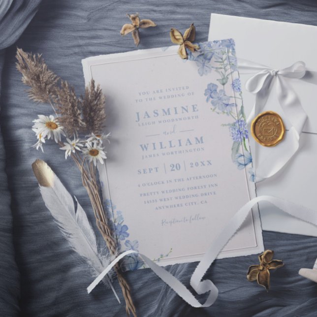 Invitation Blue Watercolor Virtual Elegant QR Code Wedding (Créateur téléchargé)