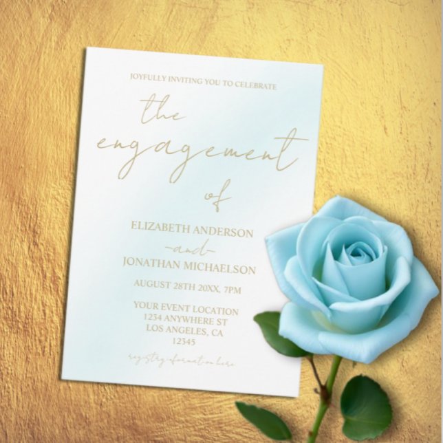 Invitation Blue Watercolor Wave Engagement (Créateur téléchargé)