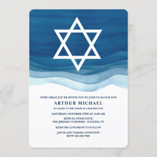 Invitation Blue Waves Bar Mitzvah