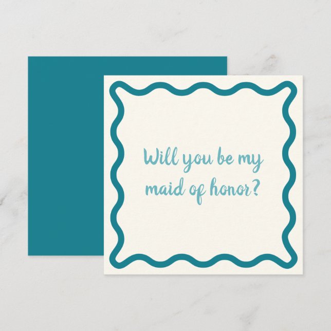 Invitation Blue Wavy Serez-vous ma servante d'honneur ? Propo (Devant / Derrière)