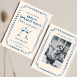 Invitation Blue Whimsical Funky Cheers Bières 30 e anniversai<br><div class="desc">Hand Drawn Funky Cheers Bières 30 e anniversaire</div>