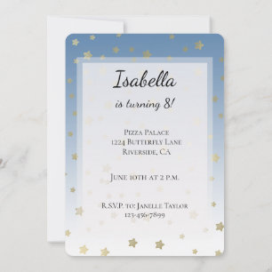 Invitation Blue White Gold Stars Anniversaire
