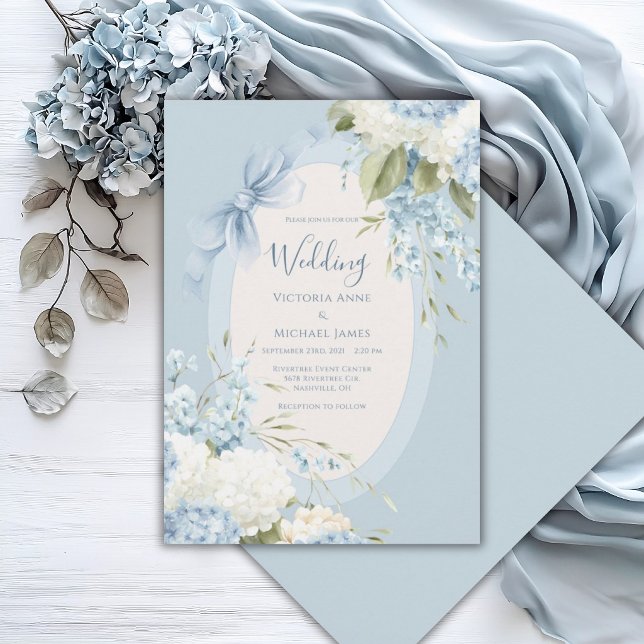 Invitation Blue White Hydrangeas Vintage Elegant Wedding Invi (Créateur téléchargé)