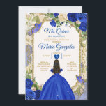 Invitation Blue & White Mis Quince 15 Anos Gold Crown<br><div class="desc">Quinceañera Blue & White Gold Crown Invitation Mis Quince 15 Anos,  16e anniversaire, </div>