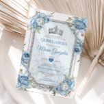Invitation Blue & White Quinceañera Argent Crown 15 Anos<br><div class="desc">Quinceañera Blue & Silver Crown Mexican Invitation Mis Quince 15 Anos,  16e anniversaire, </div>