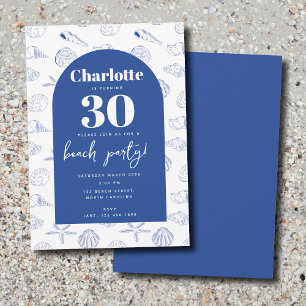 Invitation Blue White Sea Shells Beach Summer Anniversaire