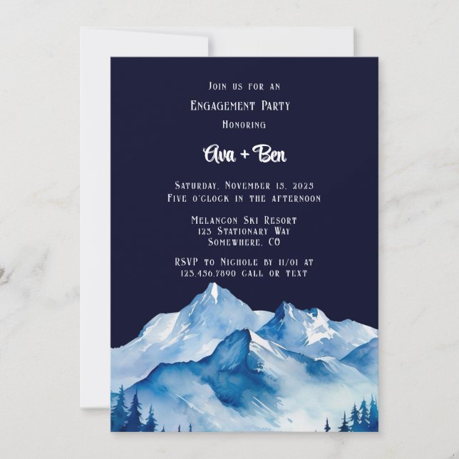 Invitation Blue White Snowy Mountains (Devant)