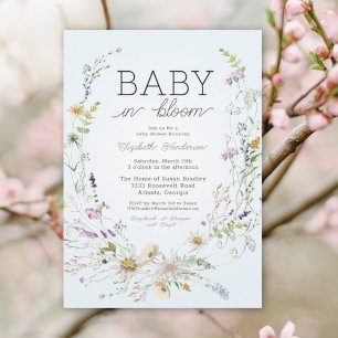 Invitation Blue Wildflower Baby in Bloom Baby Douche