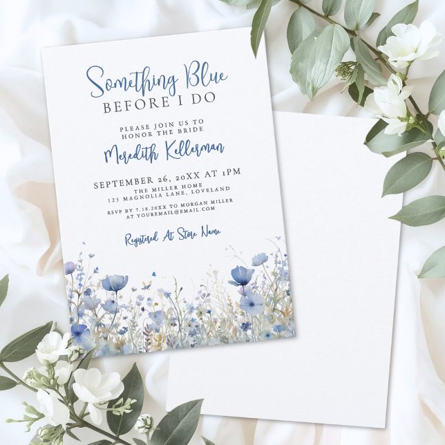 Invitation Blue Wildflower Floral Bridal Shower (Blue Wildflower Floral Bridal Shower Invitation)