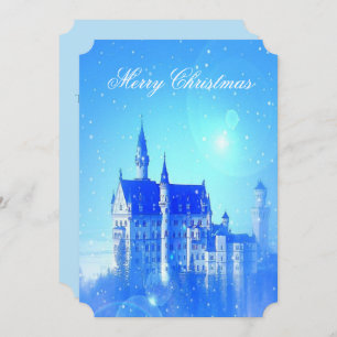 Invitation Blue Winter Castle Snowflakes Noël