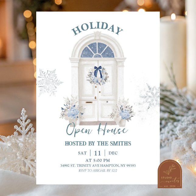 Invitation Blue Winter Christmas Holiday Open House (Créateur téléchargé)