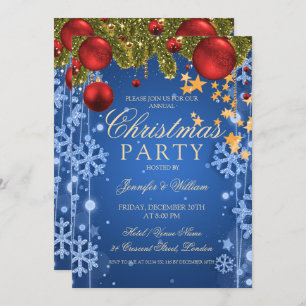 Invitation Blue Winter Glam Noël Fête