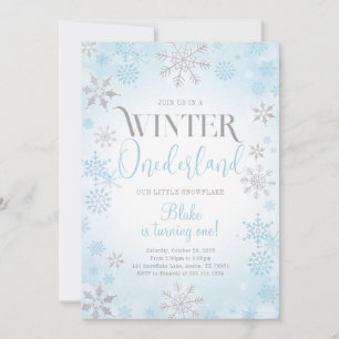 Invitation Blue Winter Onederland Anniversaire Fête Invitatio
