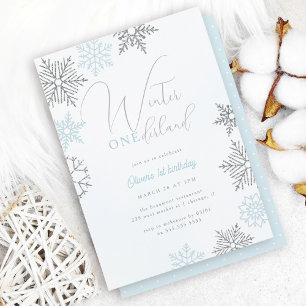 Invitation Blue Winter Onederland Parties scintillant d'argen